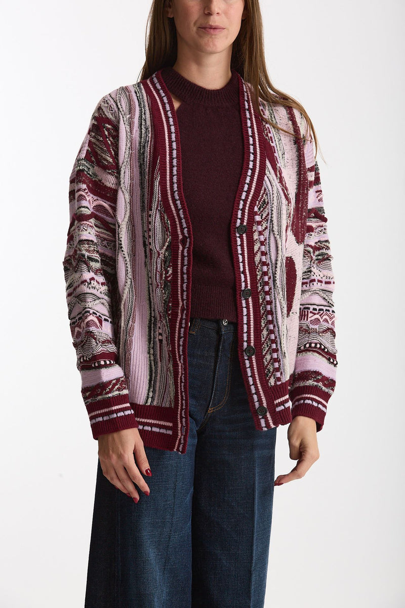 Cardigan over-fit in jacquard women Laneus - 5