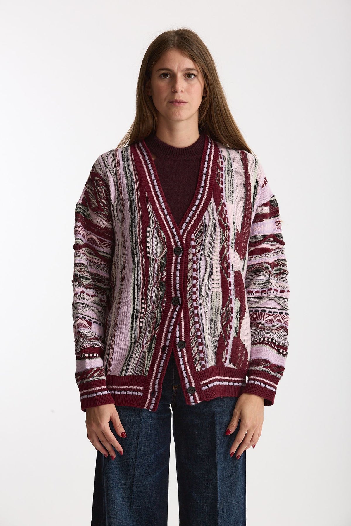 Cardigan over-fit in jacquard women Laneus - 6