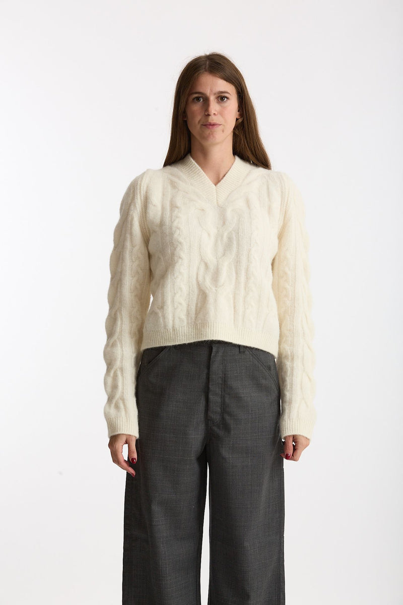 Maglia a trecce bianco women Laneus - 2