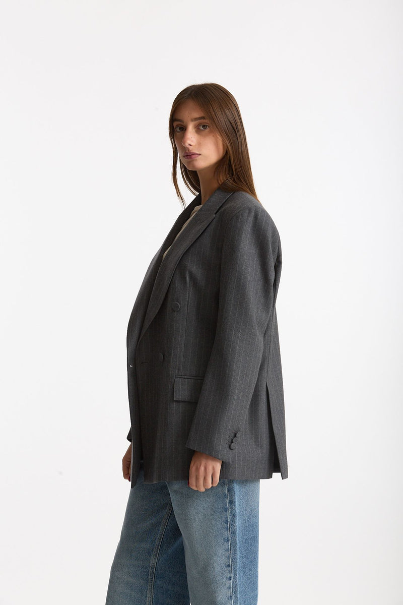 Giacca doppiopetto gessata grigio women Marsēm - 2