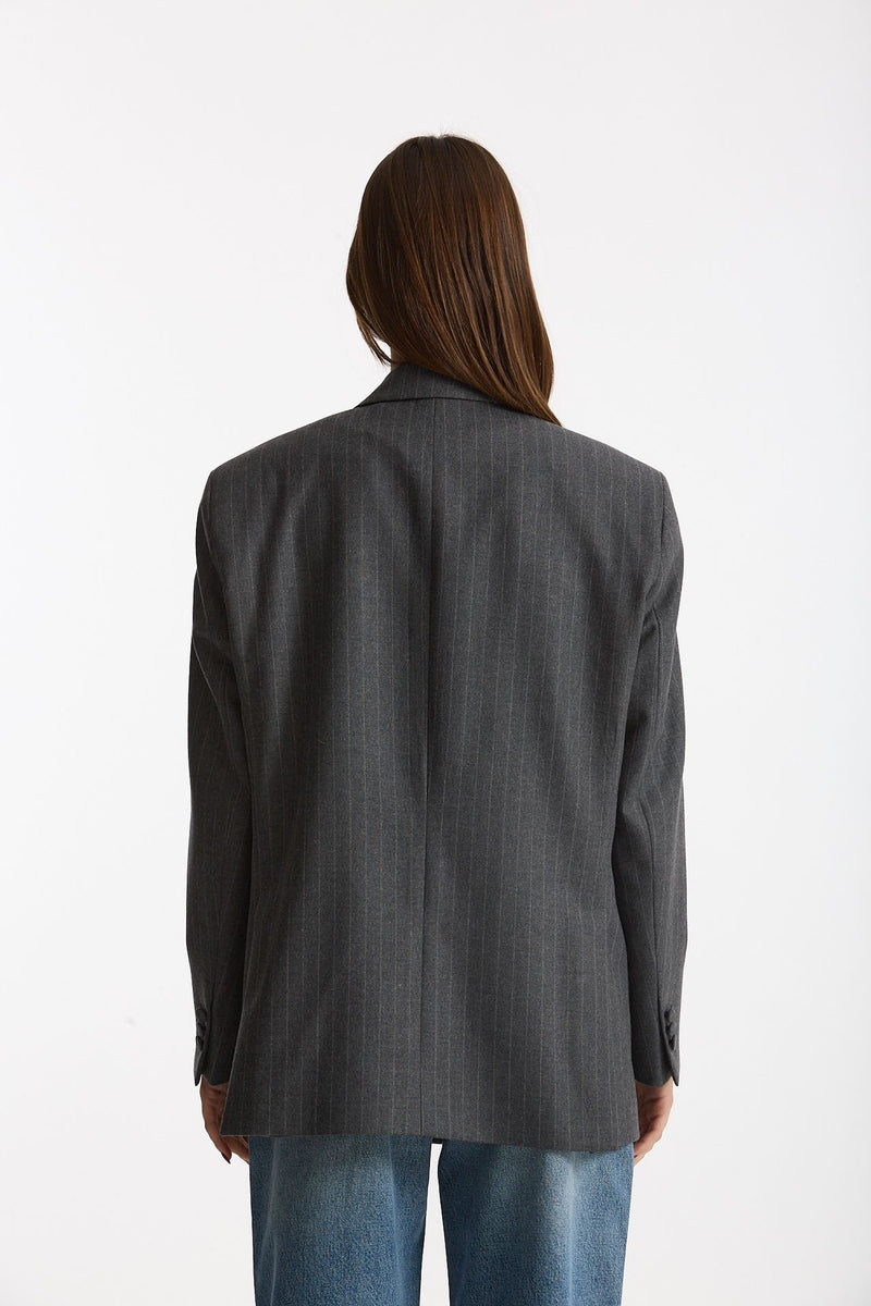 Giacca doppiopetto gessata grigio women Marsēm - 3