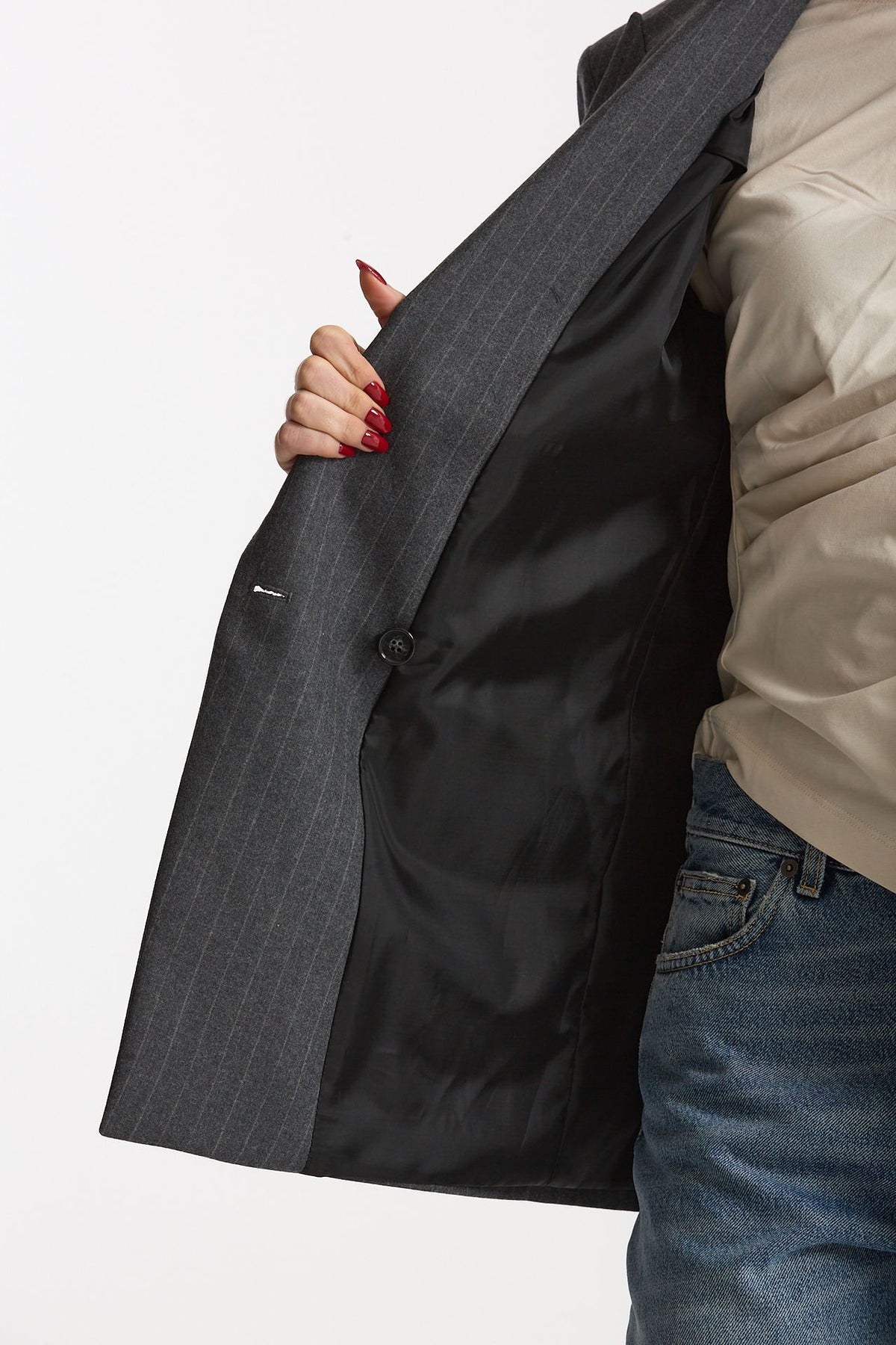Giacca doppiopetto gessata grigio women Marsēm - 7