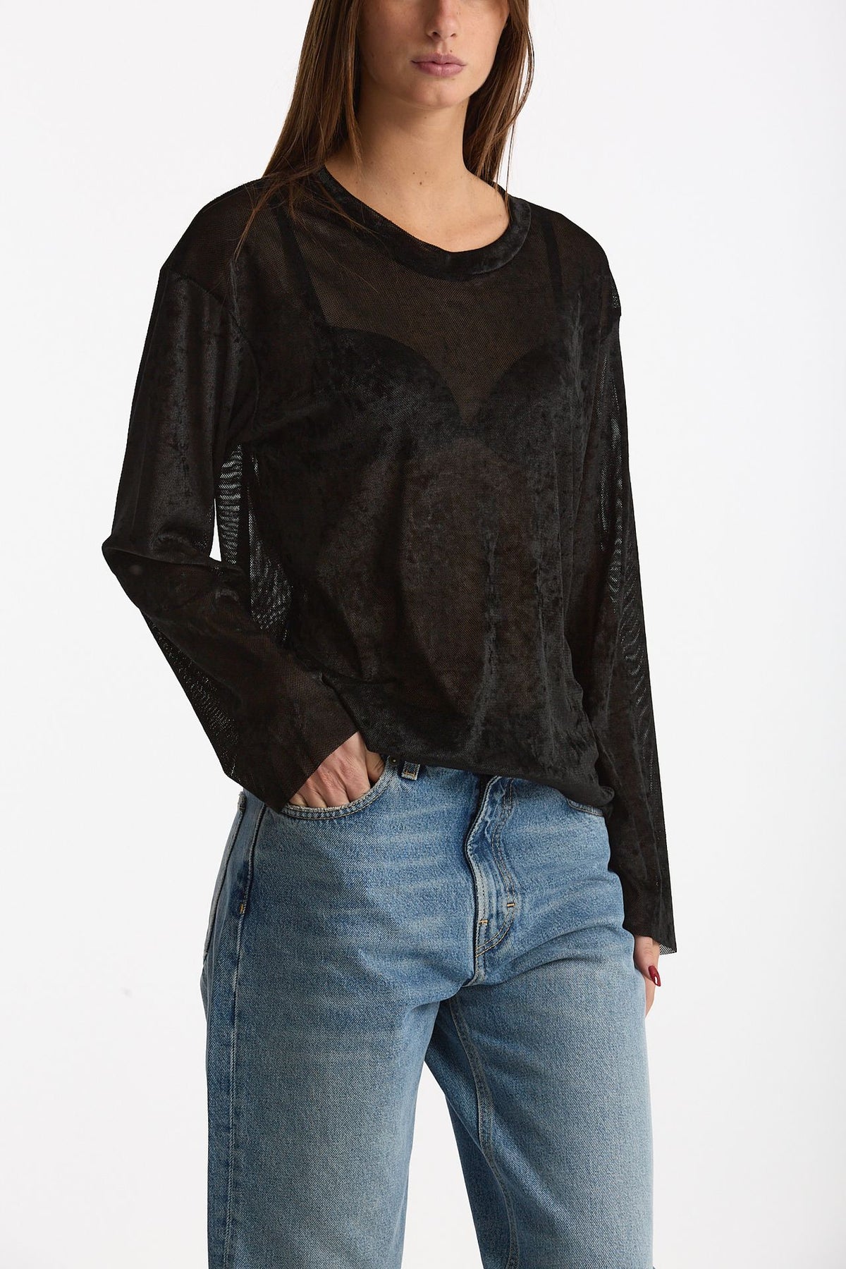 Maglia semitrasparente nero women Marsēm - 3