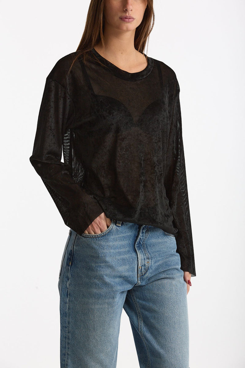 Maglia semitrasparente nero women Marsēm - 3