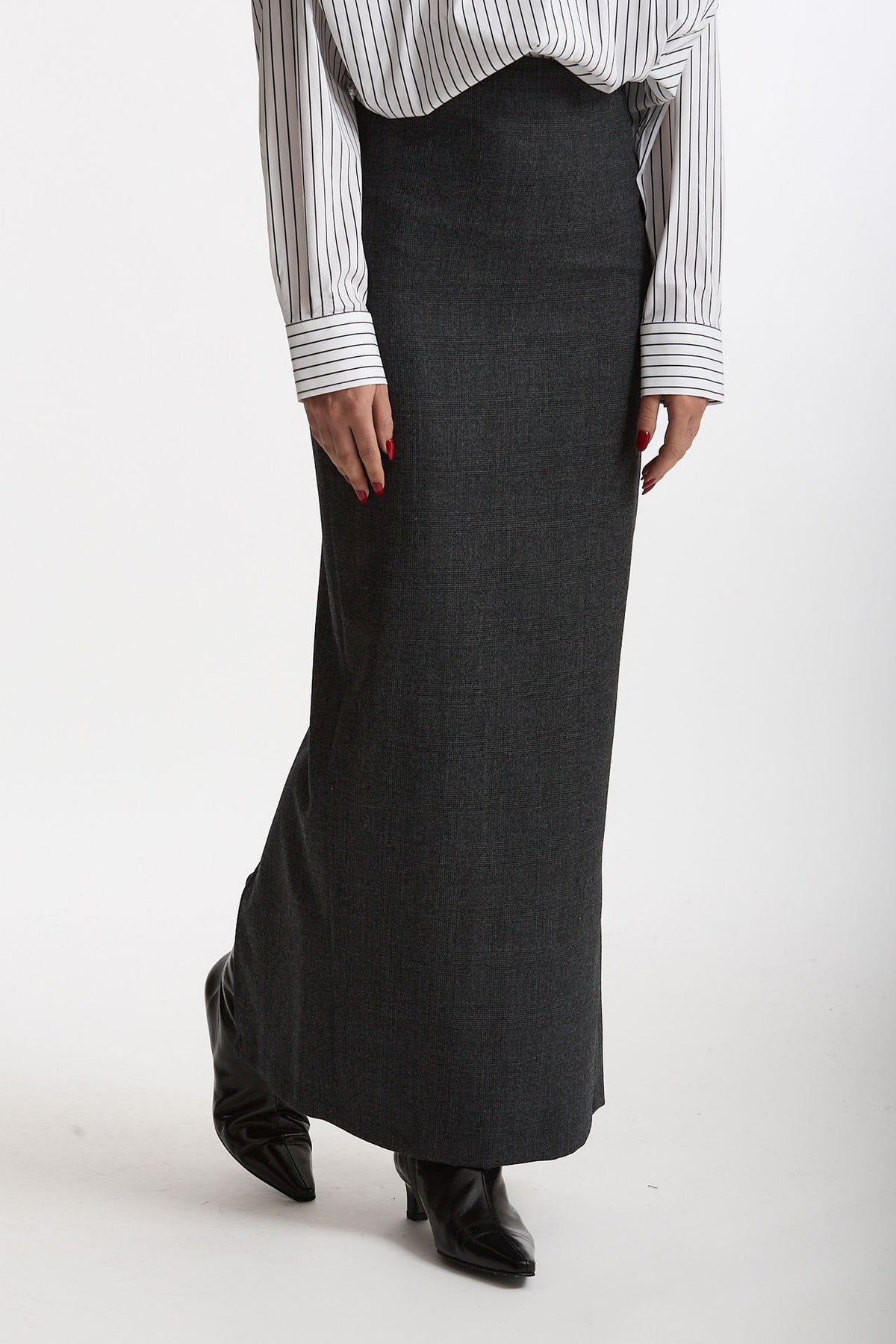 Gonna lunga grigio principe di Galles women Marsēm - 5