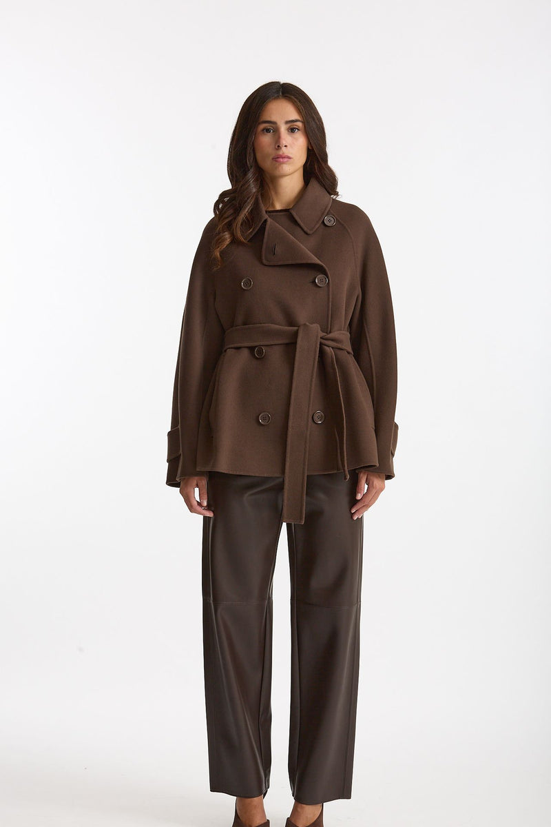 Trench corto LOUIS doppio tessuto lana marrone women Max mara s - 5