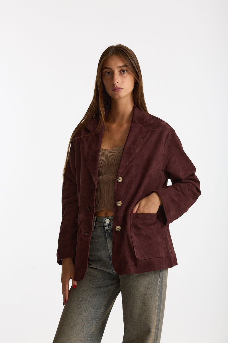 Blazer in suede burgundi women Mono - 1