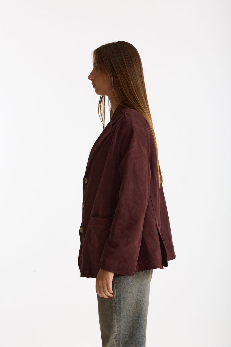 Blazer in suede burgundi women Mono - 3