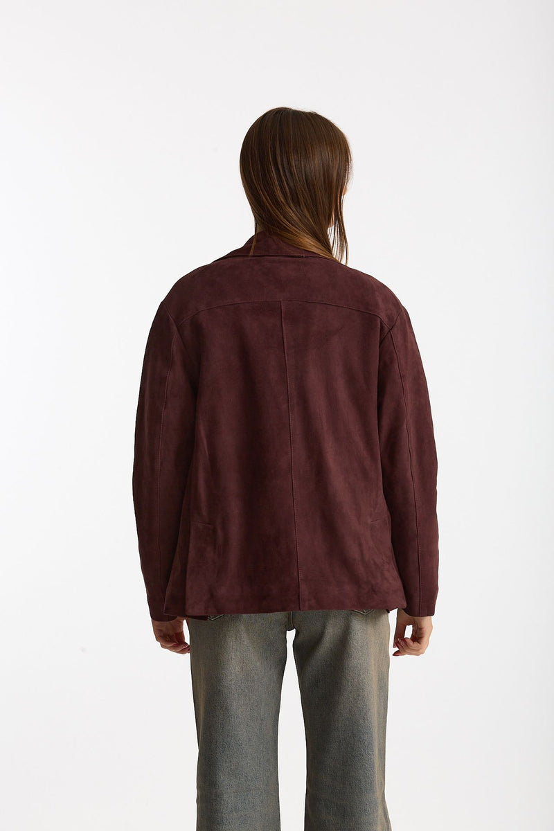 Blazer in suede burgundi women Mono - 4