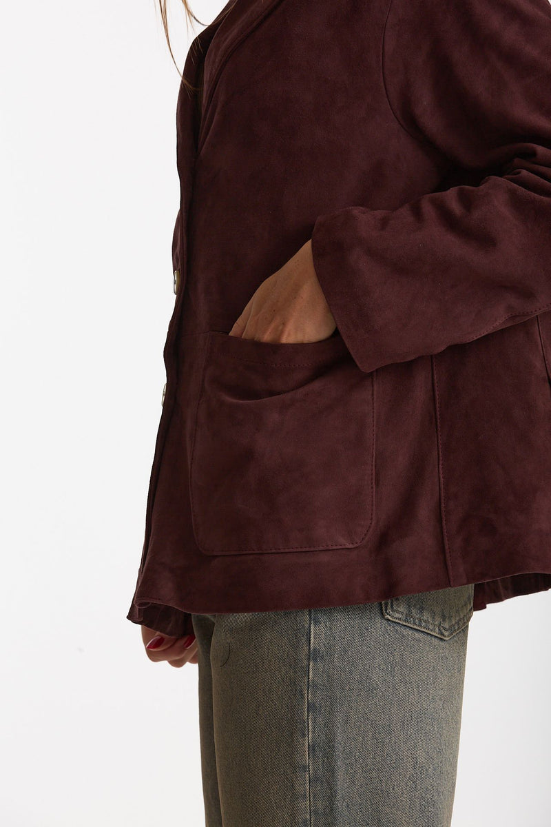 Blazer in suede burgundi women Mono - 6