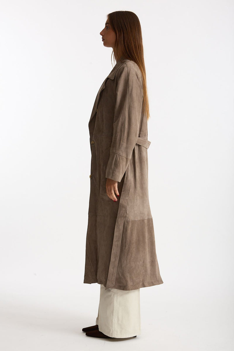 Soprabito in suede tortora women Mono - 3