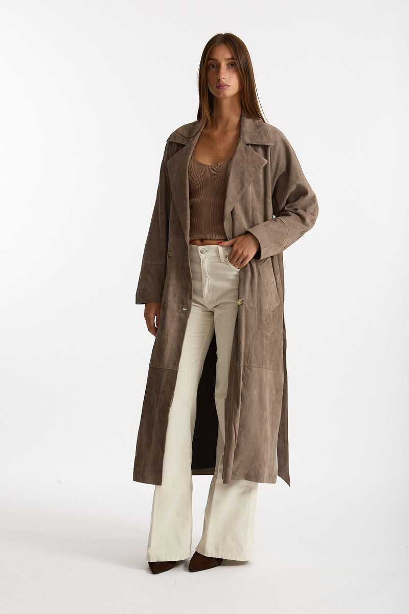 Soprabito in suede tortora women Mono - 1