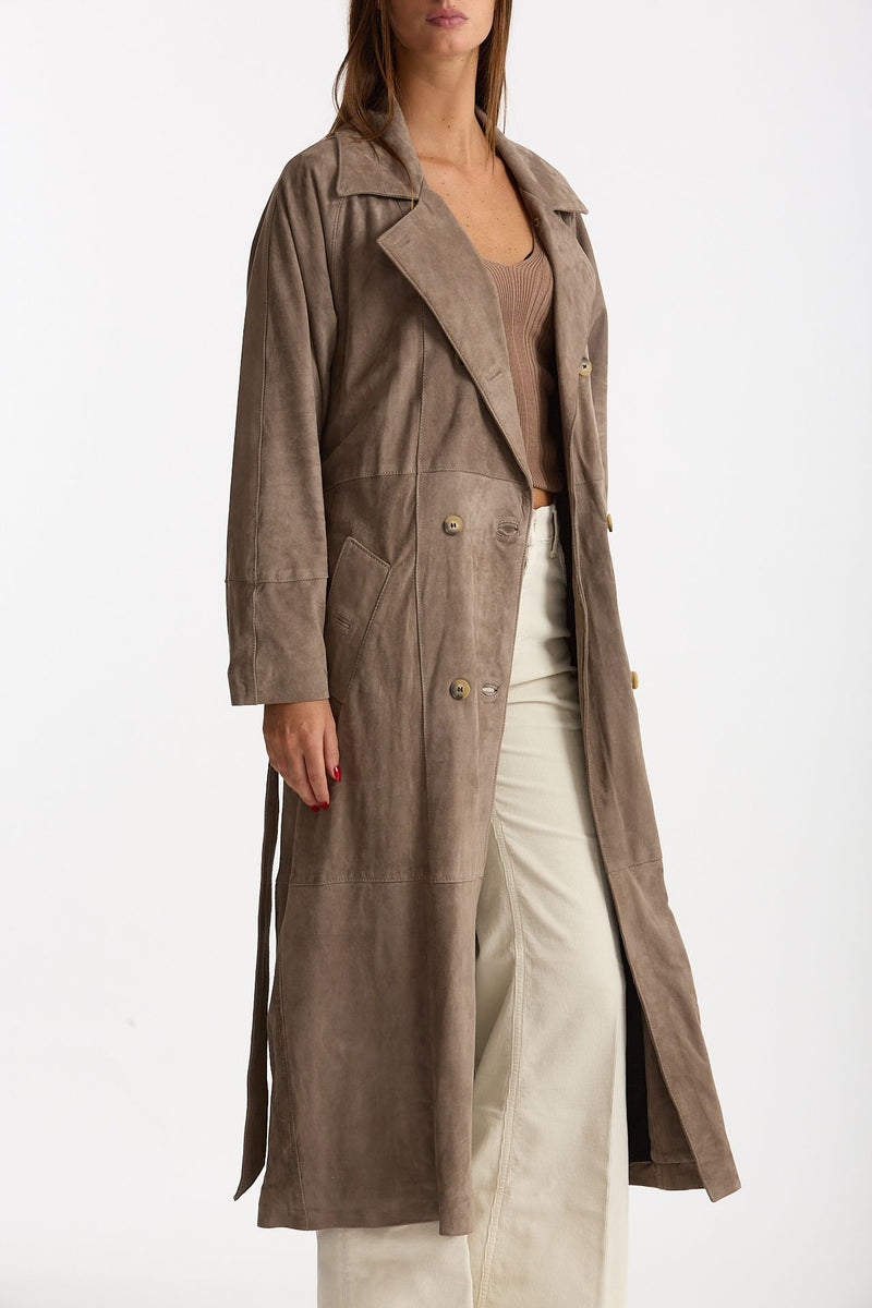 Soprabito in suede tortora women Mono - 5