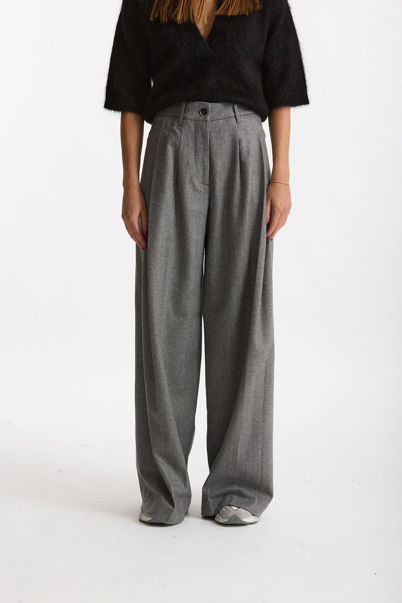 Pantalone palazzo PETRA spigato grigio women Nine in the morning - 2
