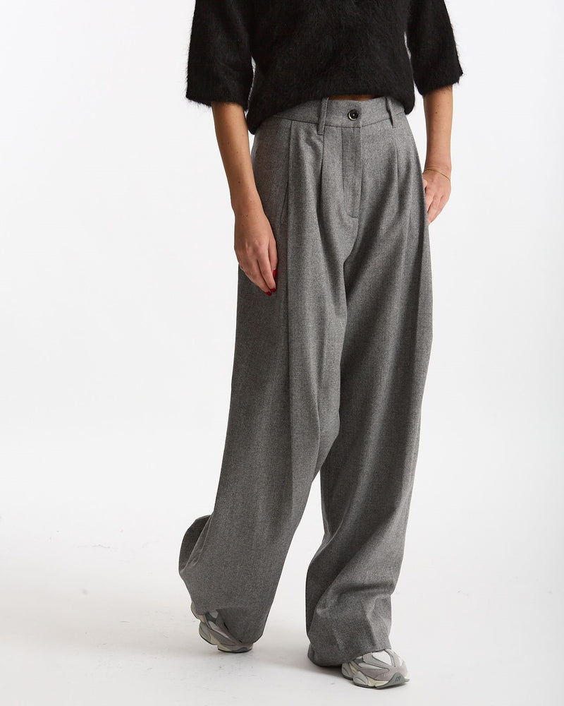 Pantalone palazzo PETRA spigato grigio women Nine in the morning
