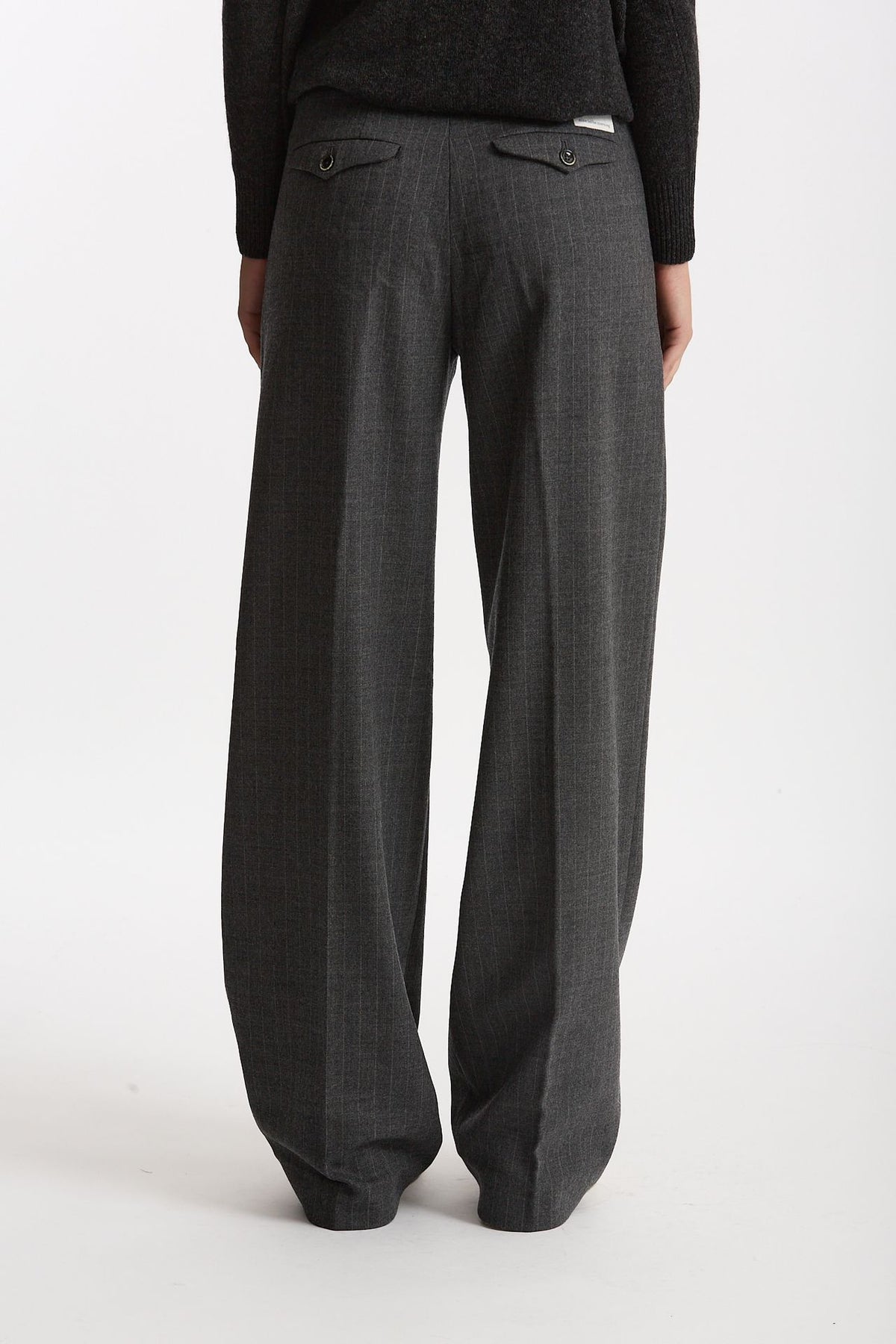 Pantalone palazzo FIAMMA gessato bianco e grigio women Nine in the morning - 3