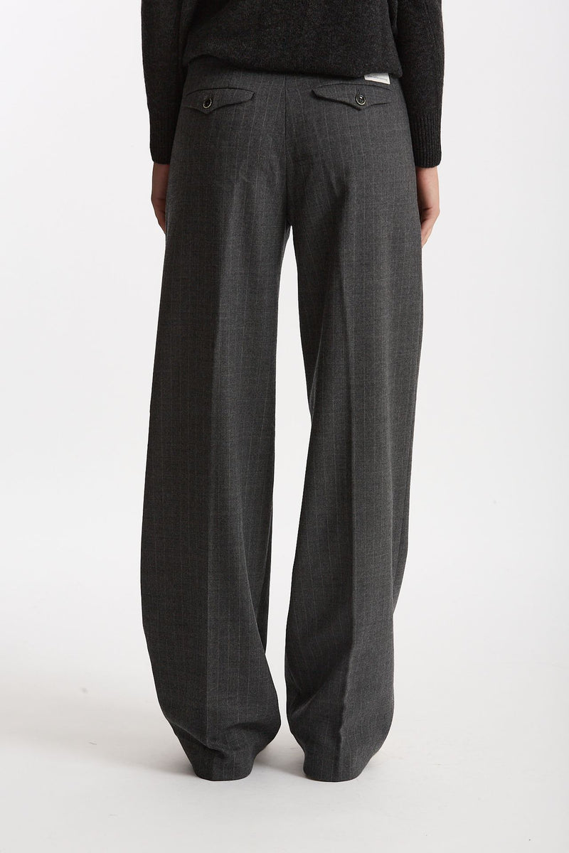 Pantalone palazzo FIAMMA gessato bianco e grigio women Nine in the morning - 3
