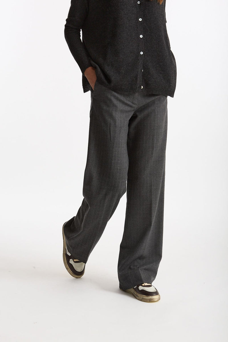Pantalone palazzo FIAMMA gessato bianco e grigio women Nine in the morning - 4