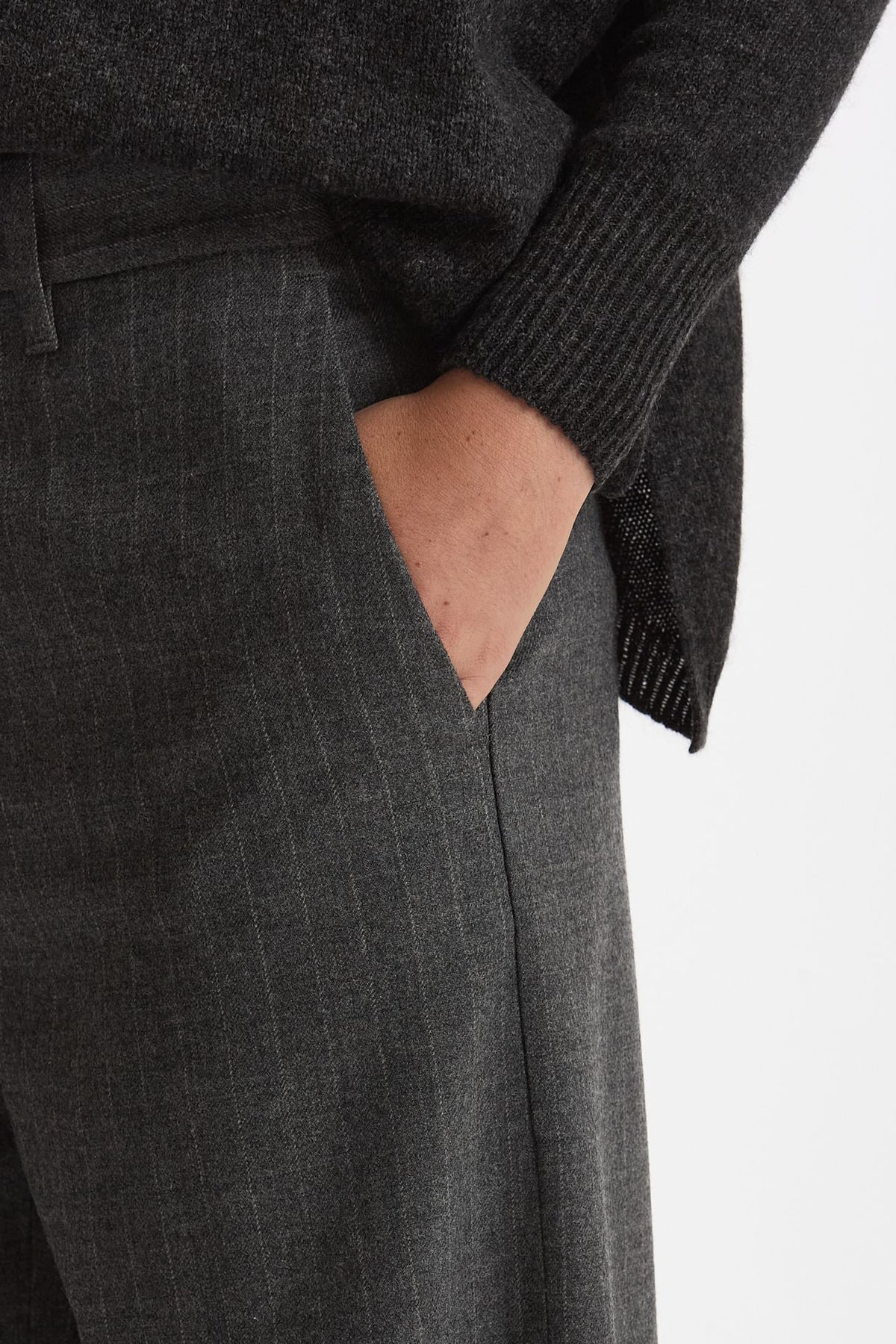 Pantalone palazzo FIAMMA gessato bianco e grigio women Nine in the morning - 5