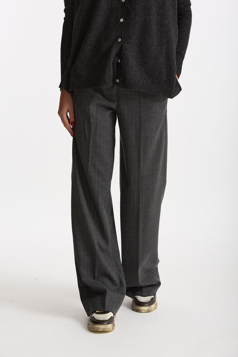 Pantalone palazzo FIAMMA gessato bianco e grigio women Nine in the morning - 2