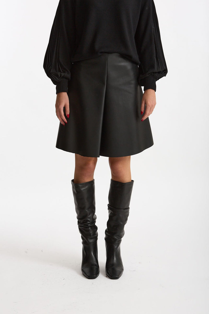 Gonna midi in ecopelle nero women Nude - 1