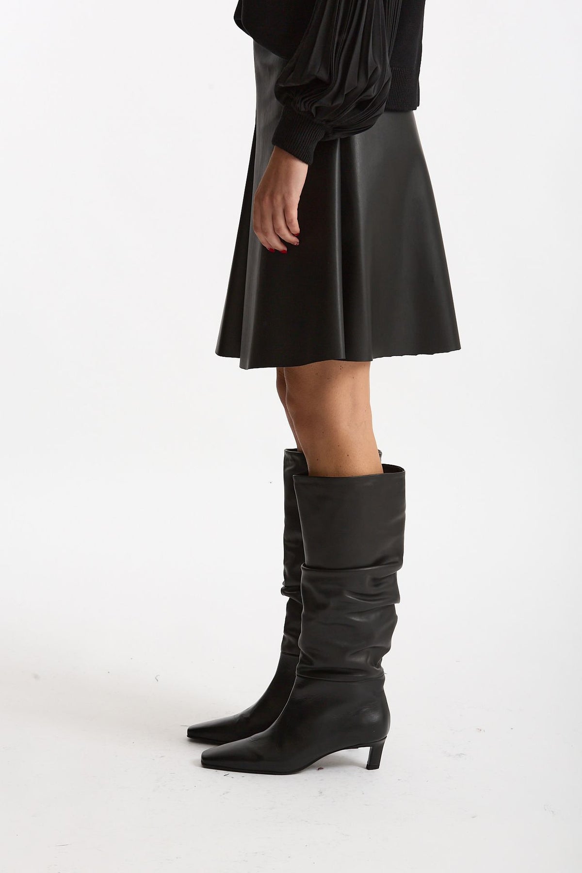 Gonna midi in ecopelle nero women Nude - 3