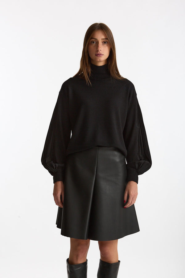 Maglia dolcevita maniche a sbuffo nero women Nude