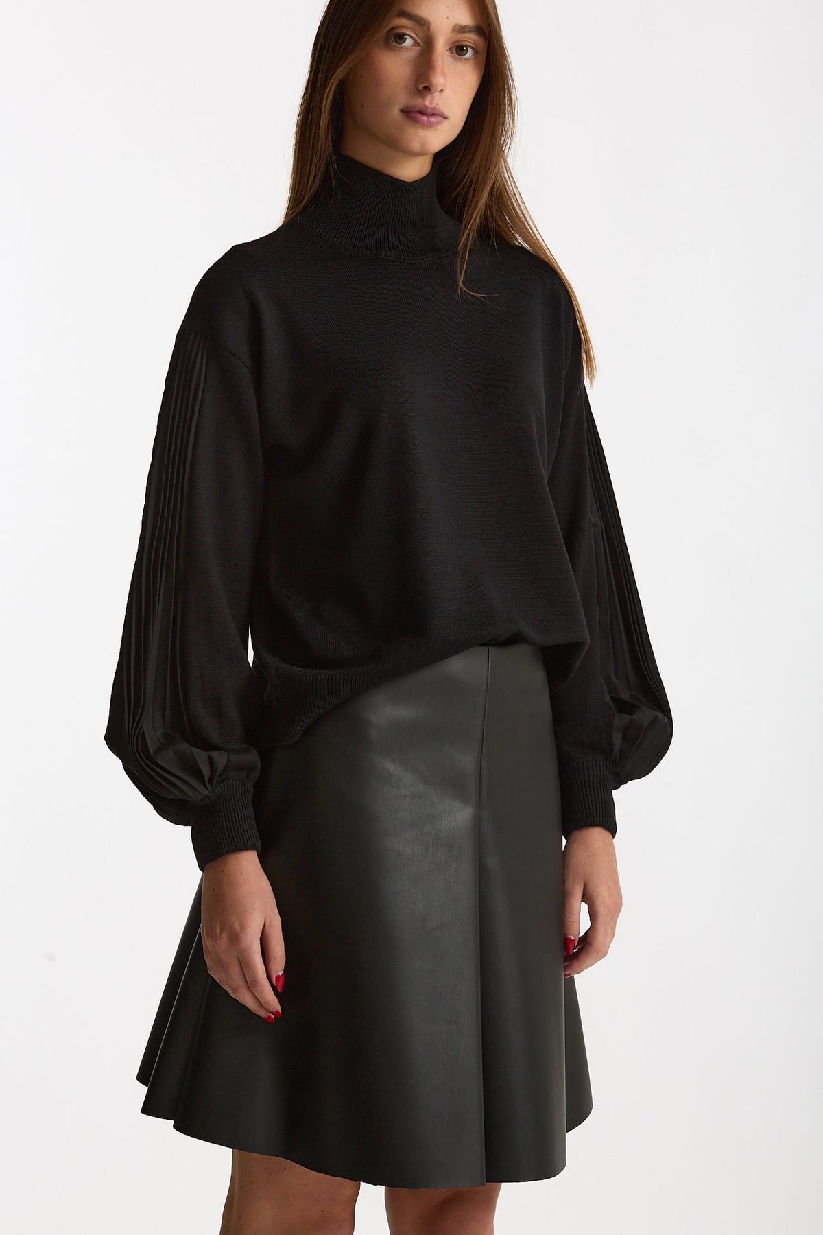 Maglia dolcevita maniche a sbuffo nero women Nude - 1