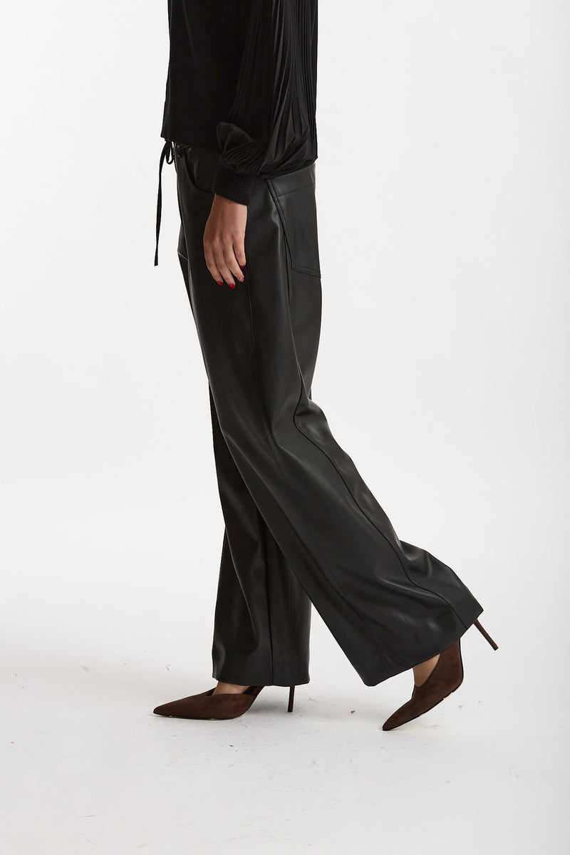 Pantalone wide leg ecopelle nero women Nude - 2