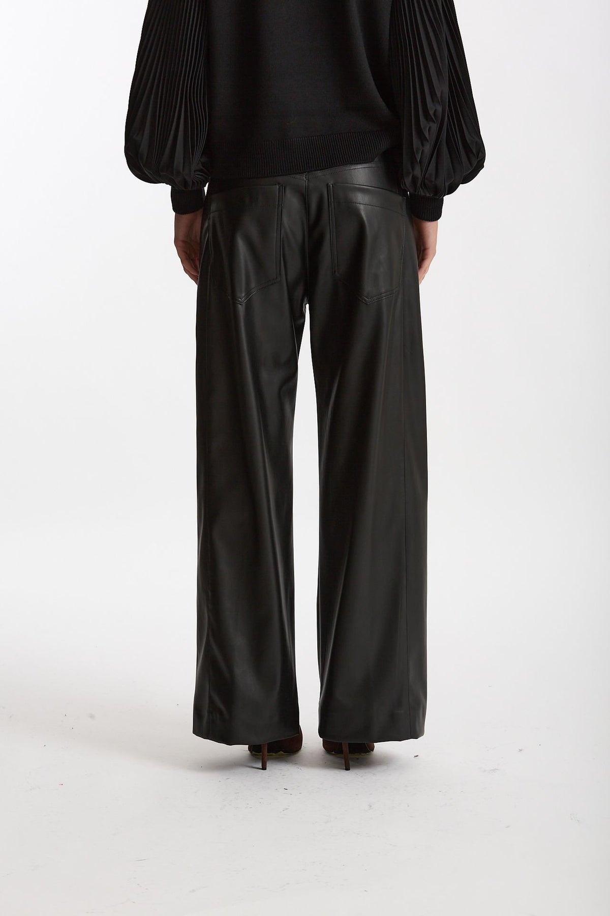 Pantalone wide leg ecopelle nero women Nude - 3