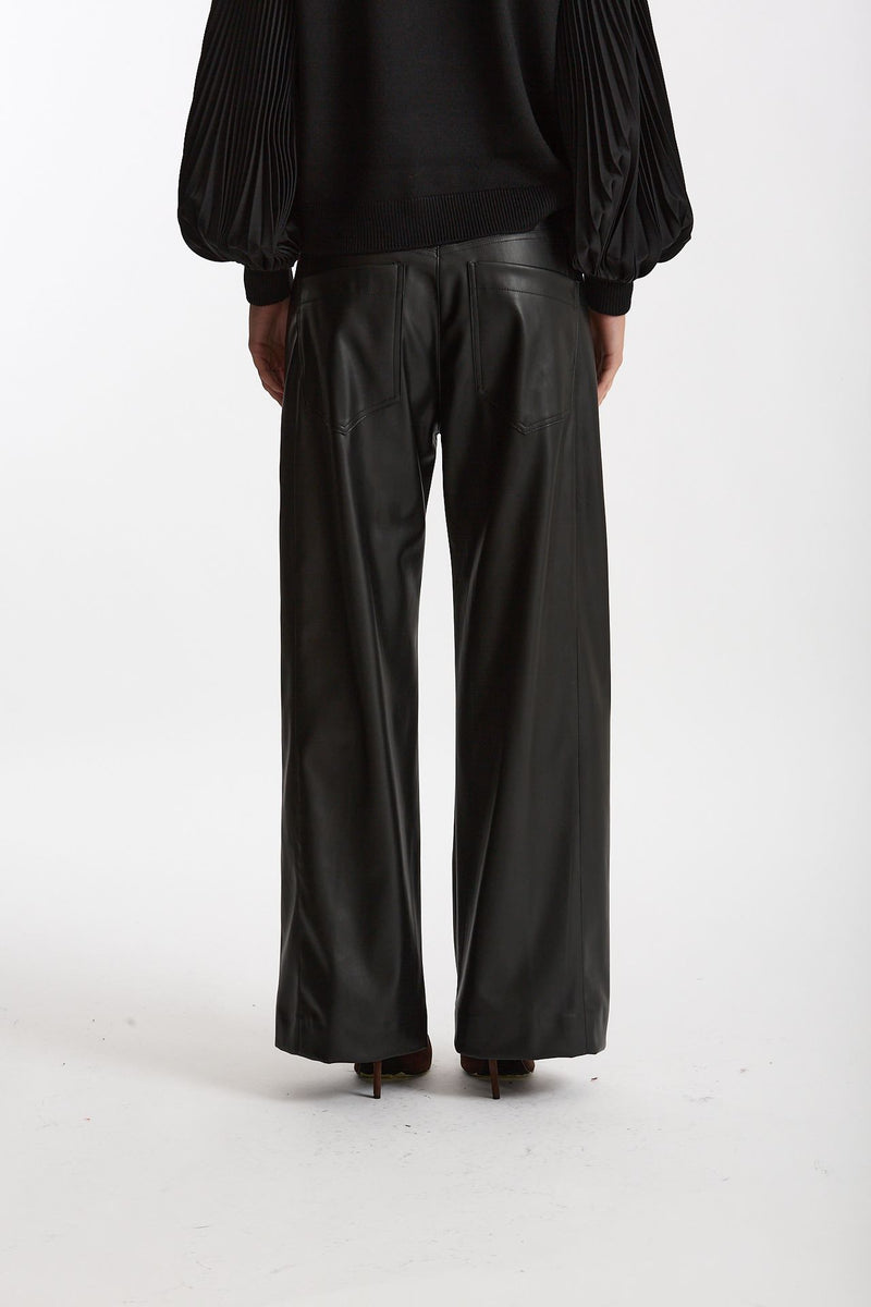 Pantalone wide leg ecopelle nero women Nude - 3
