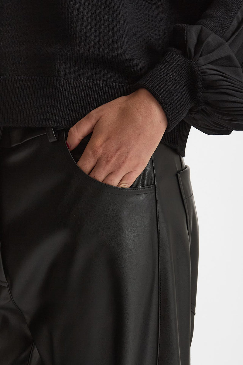 Pantalone wide leg ecopelle nero women Nude - 5