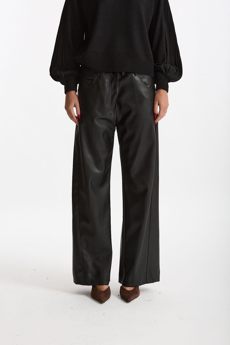 Pantalone wide leg ecopelle nero women Nude - 1
