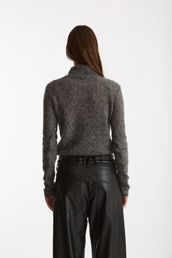 Maglia dolcevita micro paillettes grigio women Nude