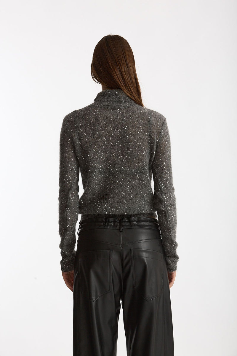 Maglia dolcevita micro paillettes grigio women Nude - 2