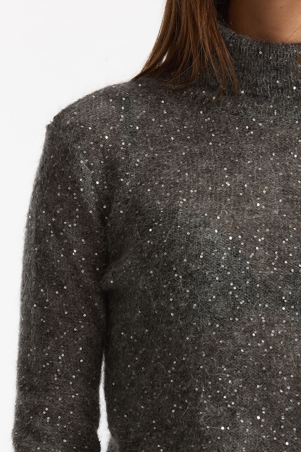 Maglia dolcevita micro paillettes grigio women Nude - 5