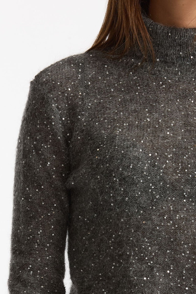 Maglia dolcevita micro paillettes grigio women Nude - 5