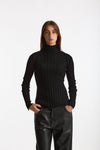 Maglia dolcevita a coste nero women Nude - 2