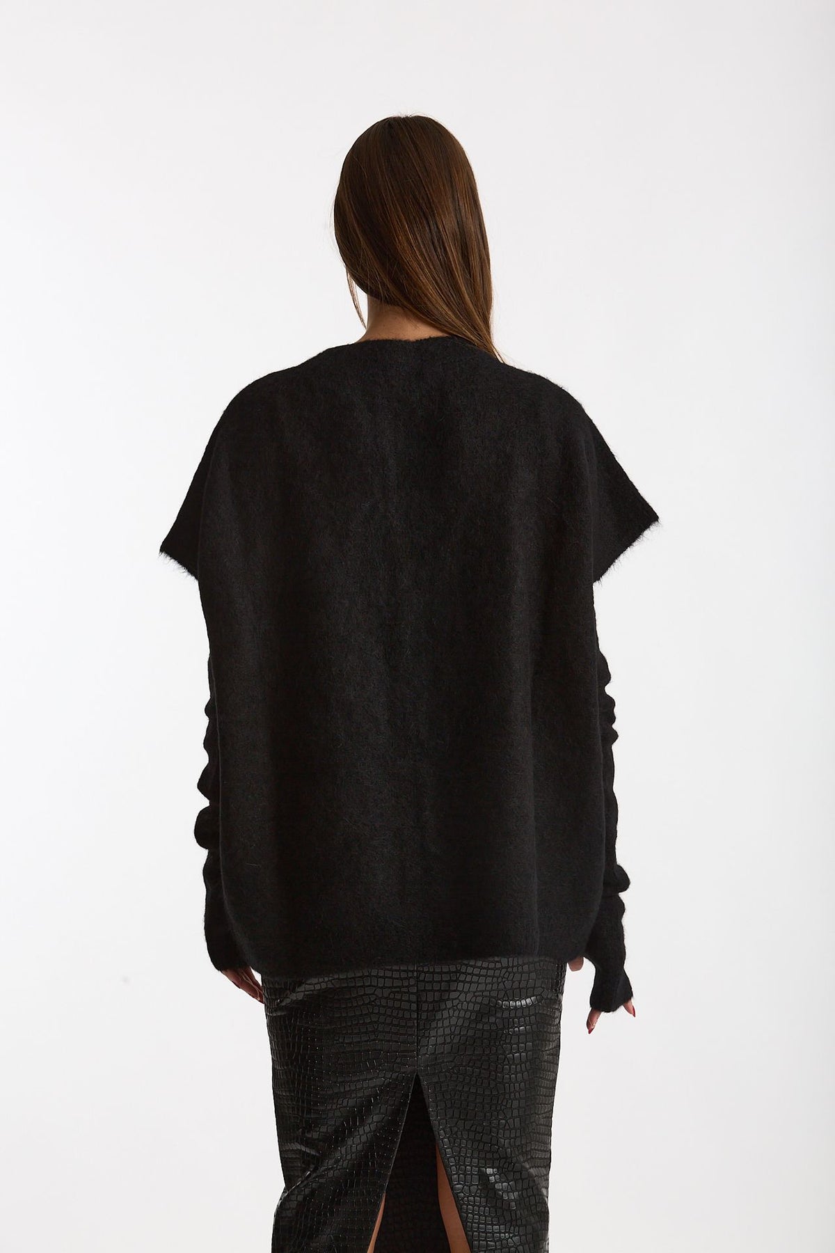 Maglia oversize con manicotti nero women Nude - 3