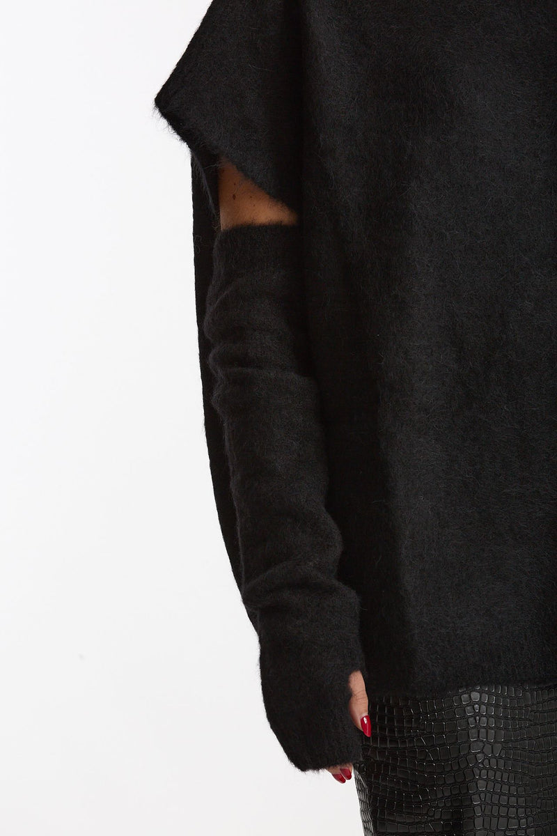 Maglia oversize con manicotti nero women Nude - 2
