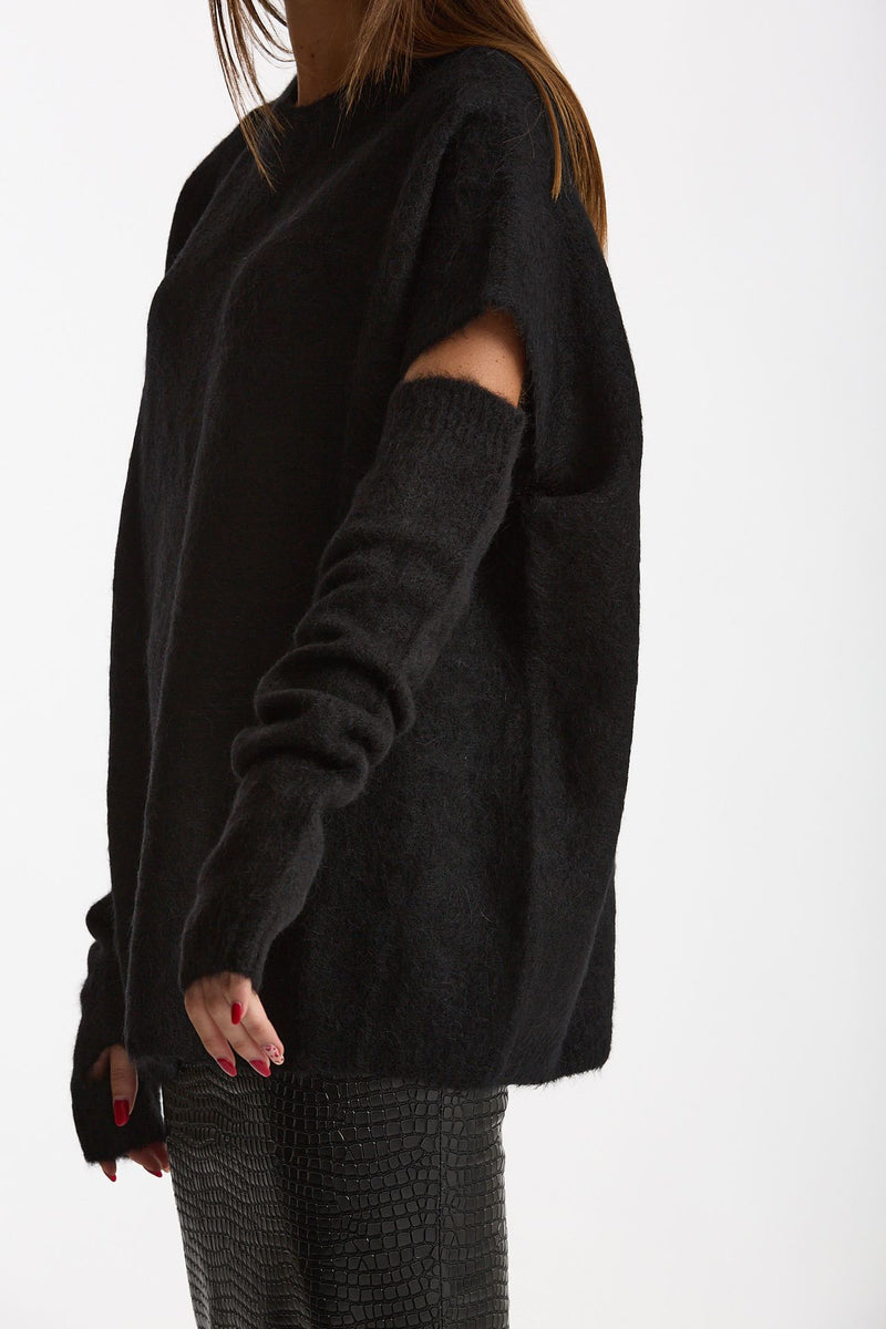 Maglia oversize con manicotti nero women Nude - 6