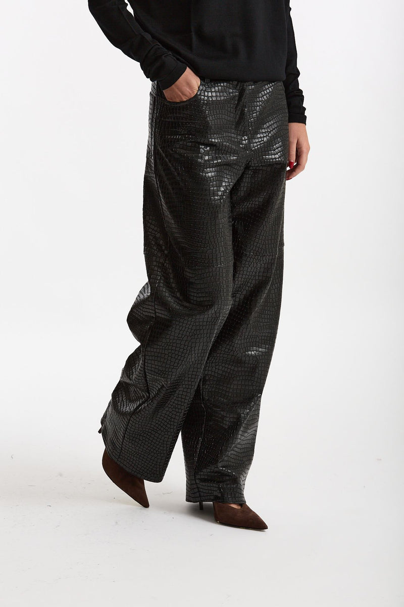Pantalone ecopelle stampa cocco nero women Nude - 4