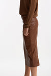 Gonna midi ecopelle tabacco Vita alta women Nude - 2