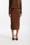 Gonna midi ecopelle tabacco Vita alta women Nude - 1