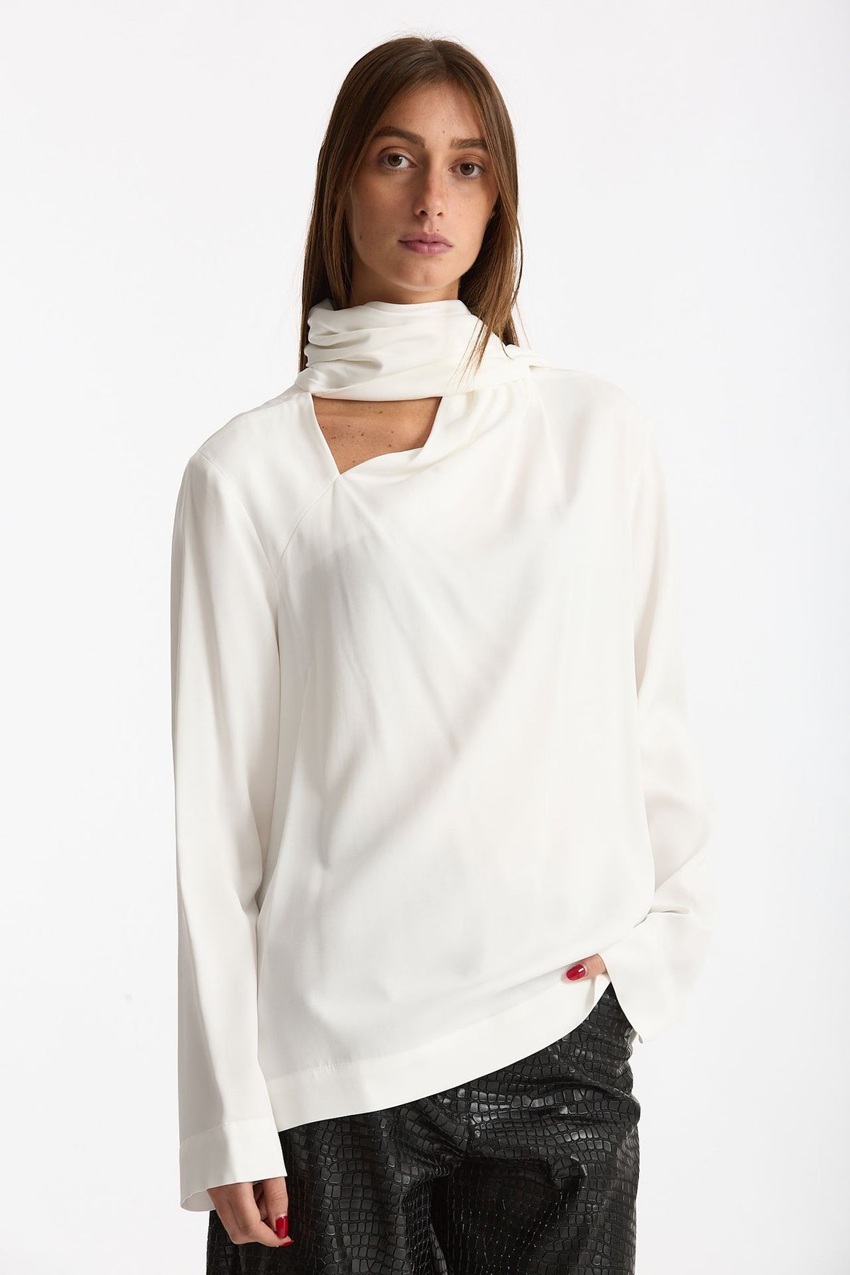 Blusa over scollo asimmetrico bianco women Nude - 4