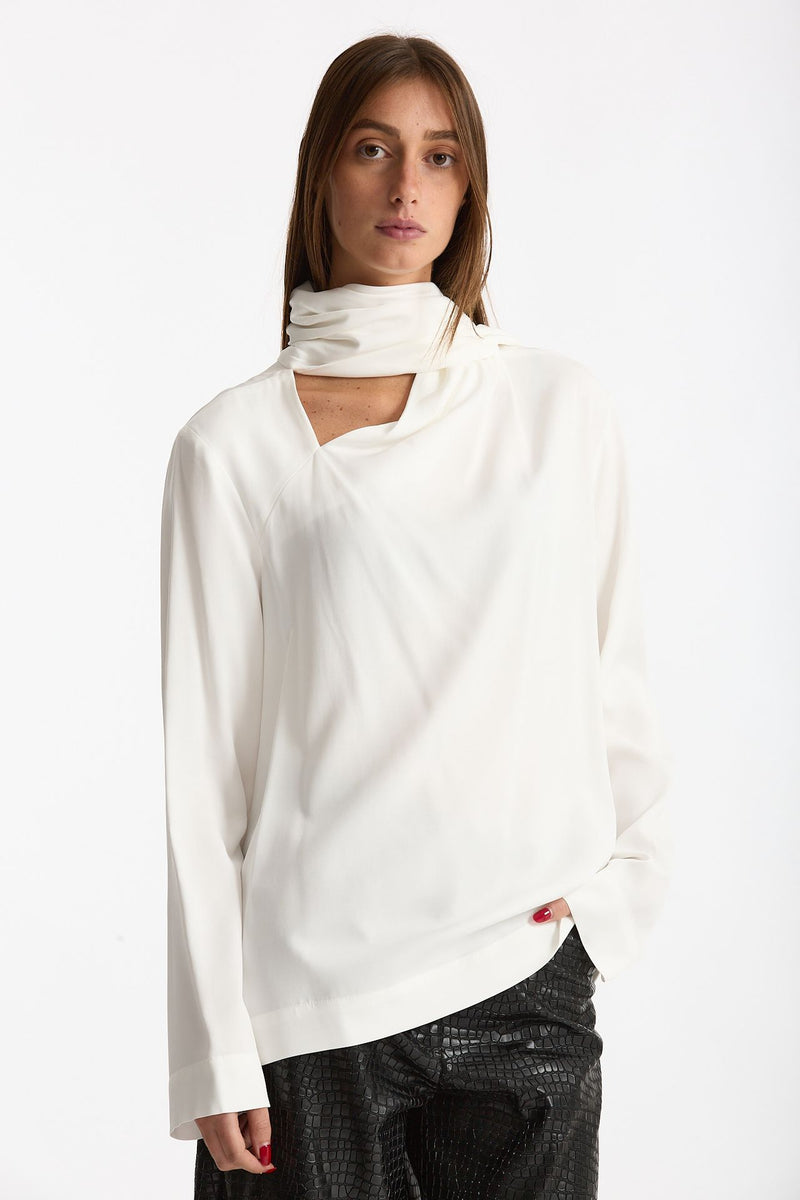 Blusa over scollo asimmetrico bianco women Nude - 4