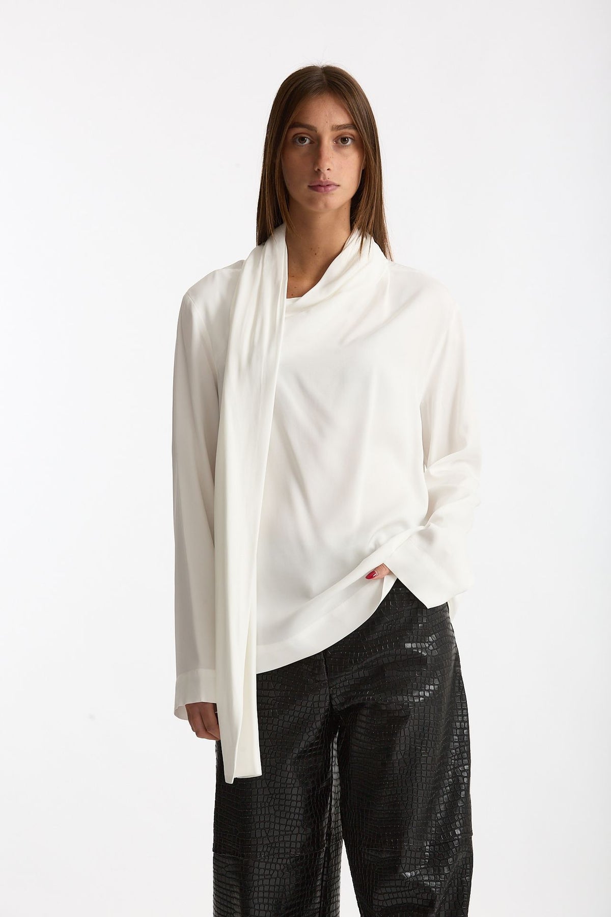 Blusa over scollo asimmetrico bianco women Nude - 1