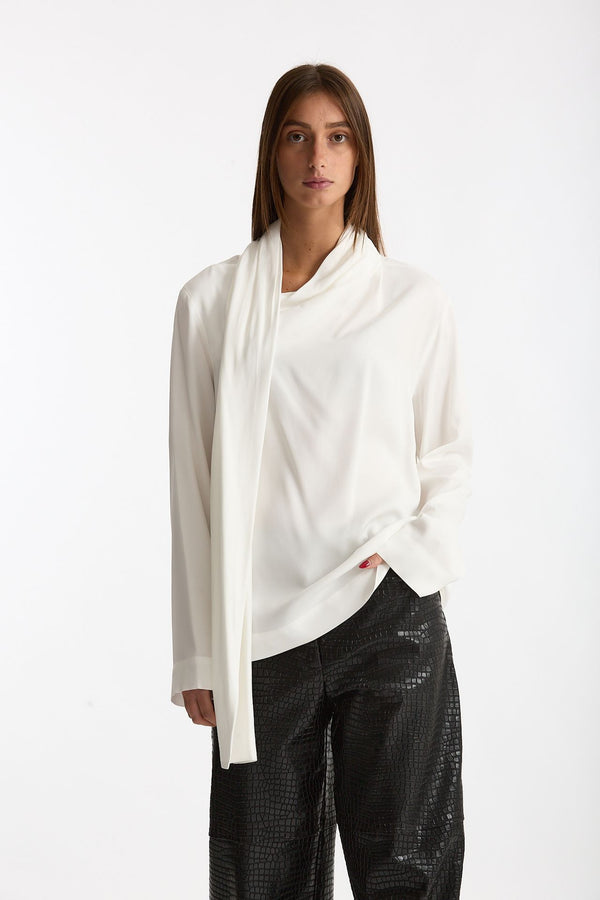 Blusa over scollo asimmetrico bianco women Nude