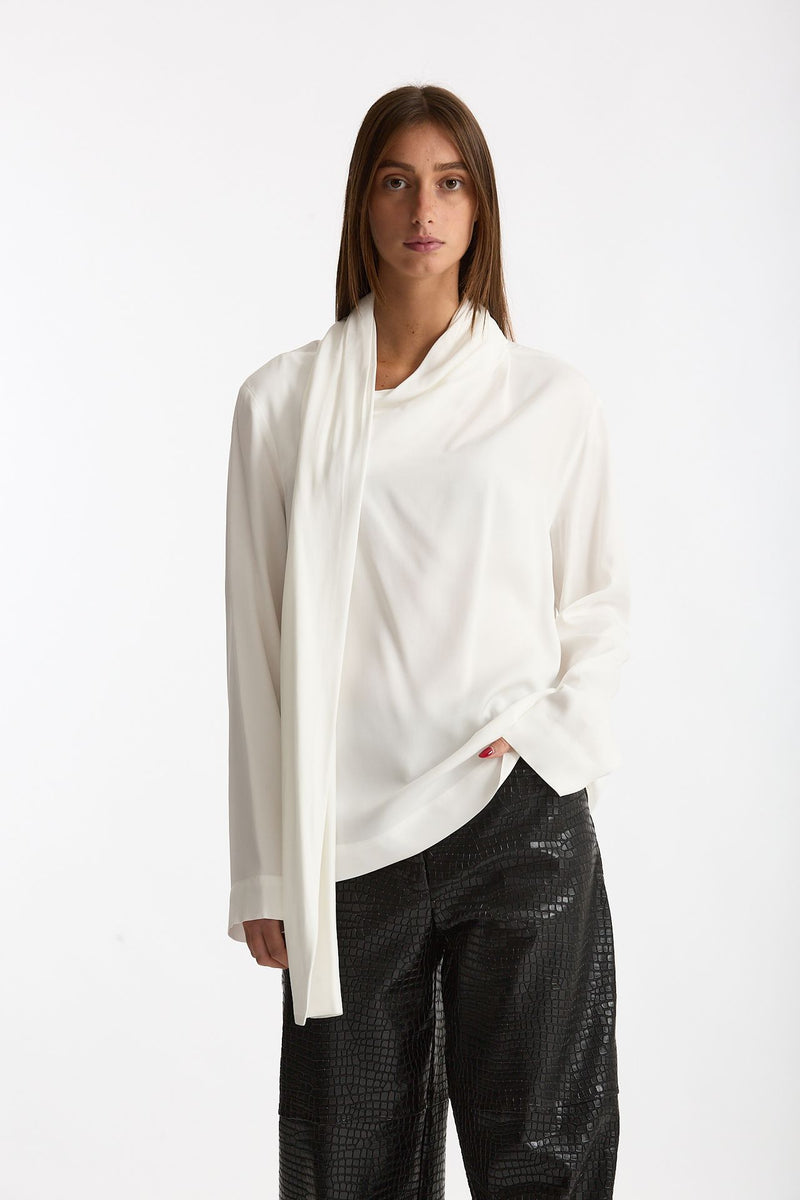 Blusa over scollo asimmetrico bianco women Nude - 1