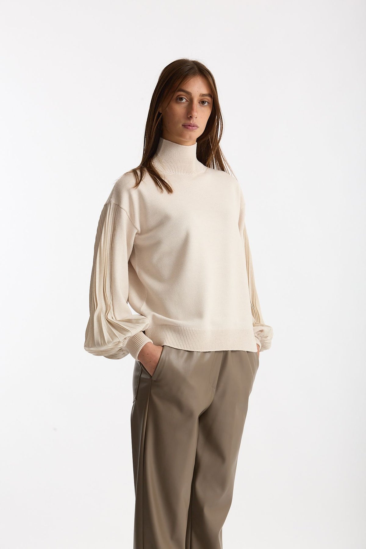 Maglia maniche a sbuffo beige women Nude - 4